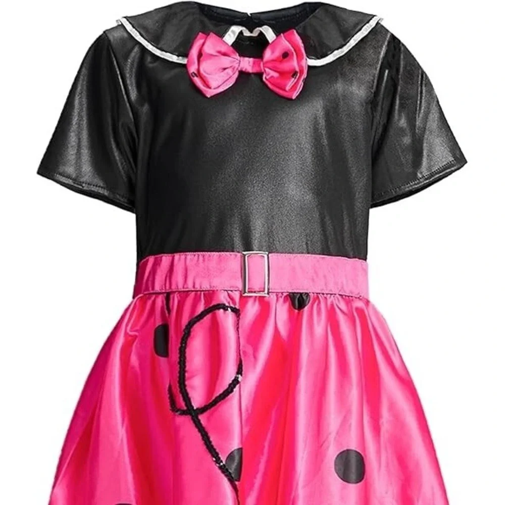 IKALI Kids Girls 50s Sock Hop Costume, Fancy Dress Poodle Skirt Outfit 7-8 Year